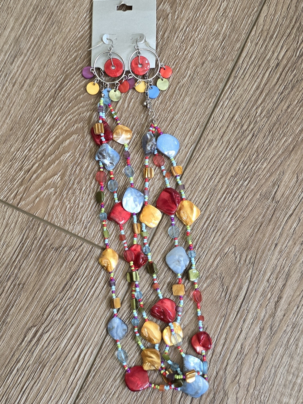 Multicolor Beaded Statement Necklace and Earrings Set